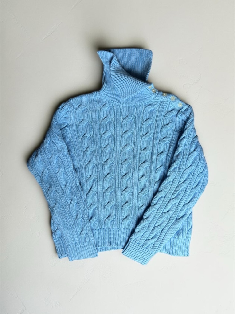Lauren Ralph Lauren Blue Cable-Knit Mock-Neck Sweater Size XL